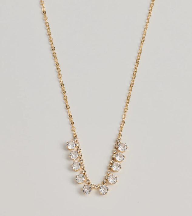 Delicate Glam Rhinestone And Clear Stone Necklace Product Image