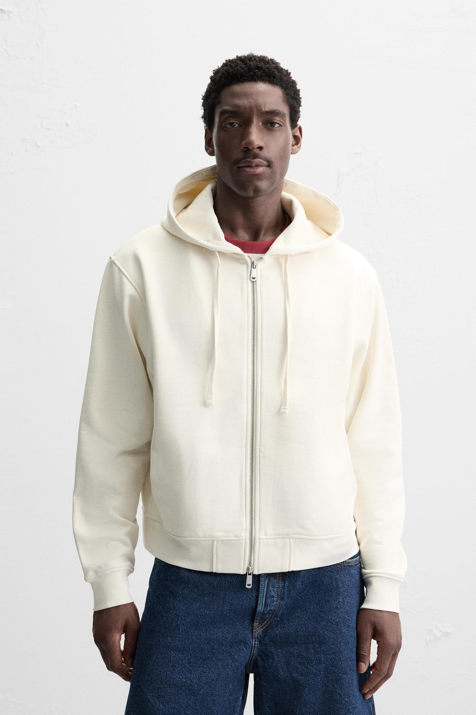 BASIC HOODED ZIP-UP SWEATSHIRT Product Image