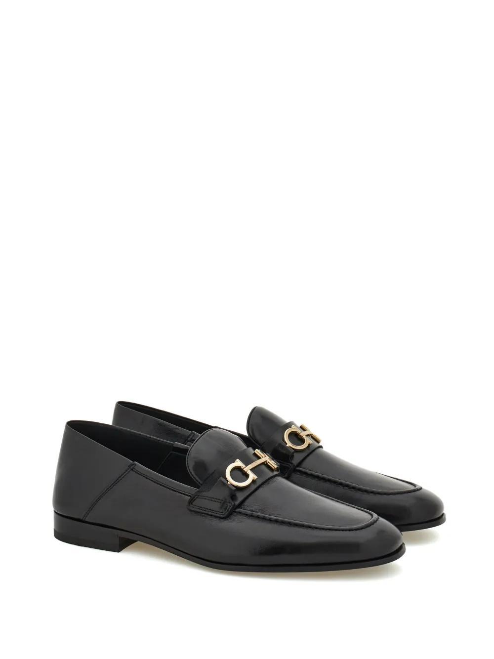 FERRAGAMO Gancini Ornament Loafers In Nero Product Image