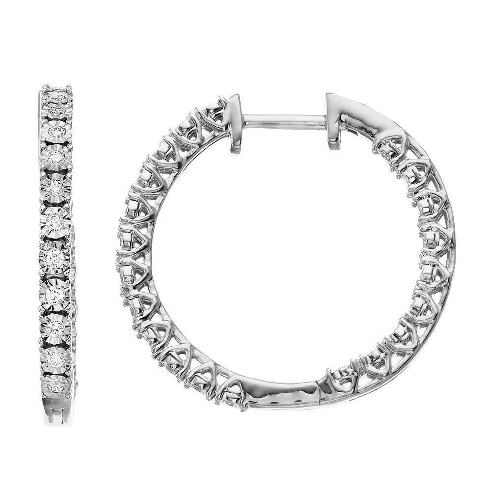 Diamond Brilliance 1/2 Carat T.W. Diamond Hoop Earrings, Women's, Silver Tone Product Image