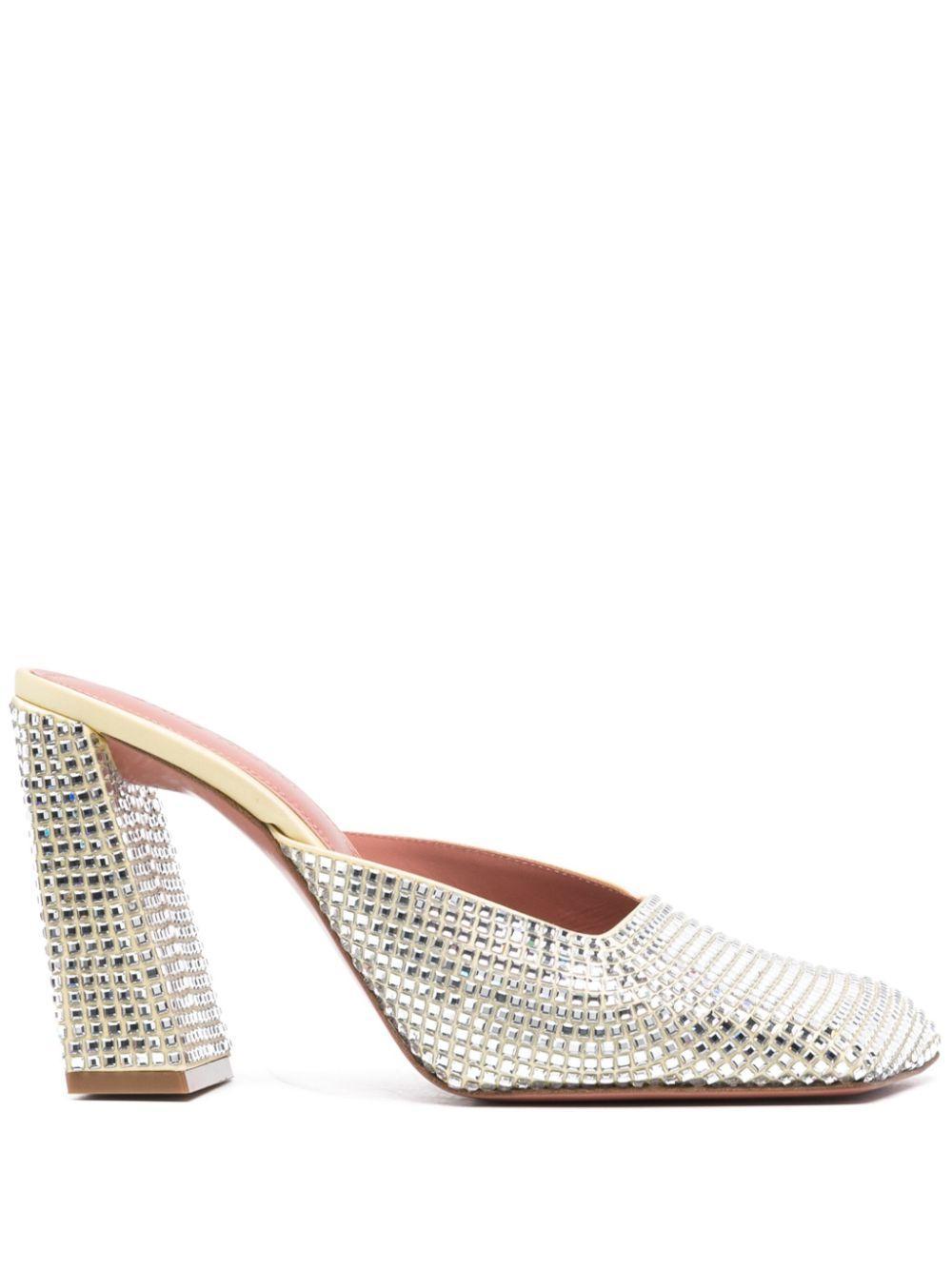 AMINA MUADDI 95mm Charlotte Satin & Crystal Mules In Multicolor Product Image