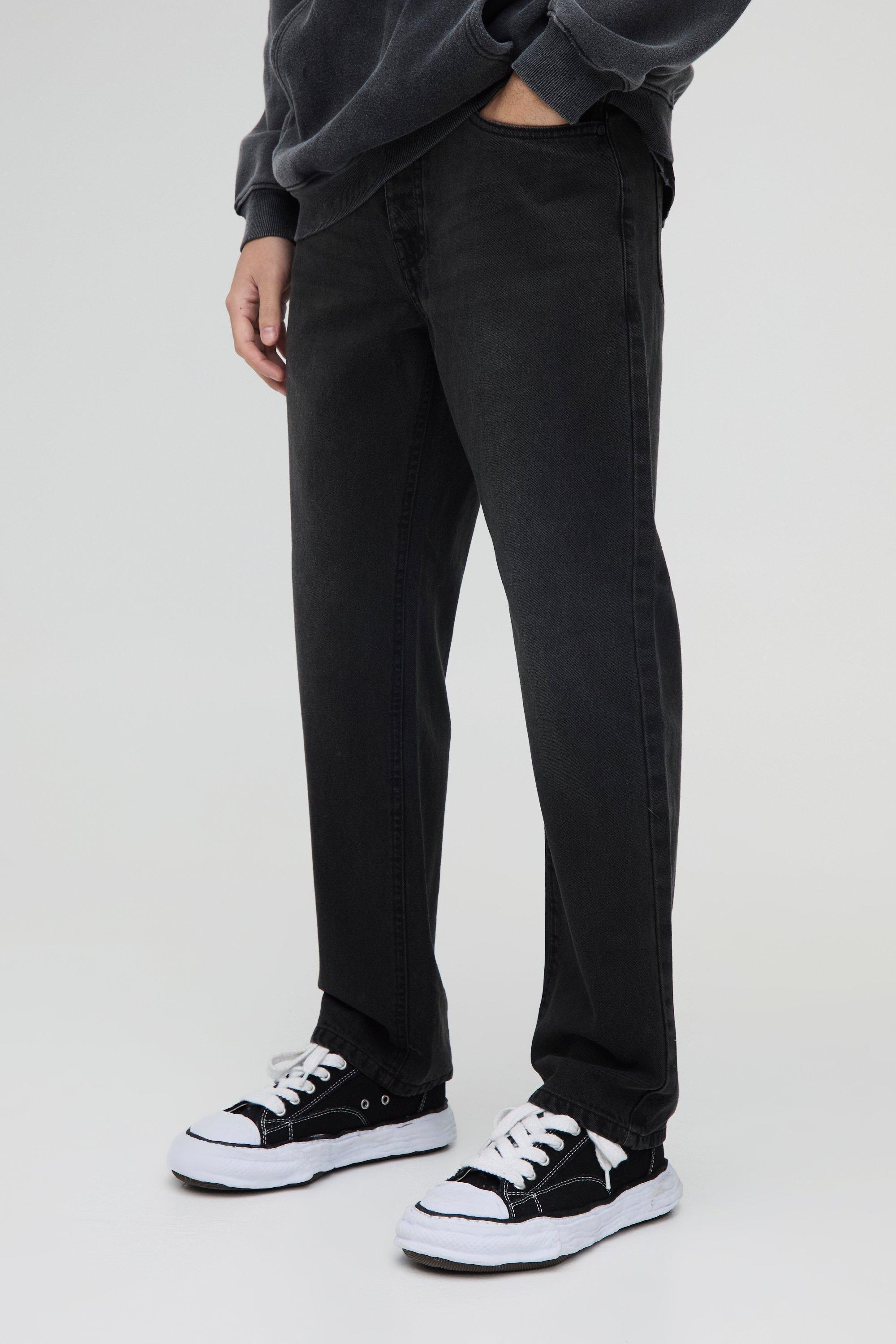 Straight Rigid Jean In Charcoal | boohooMAN USA Product Image