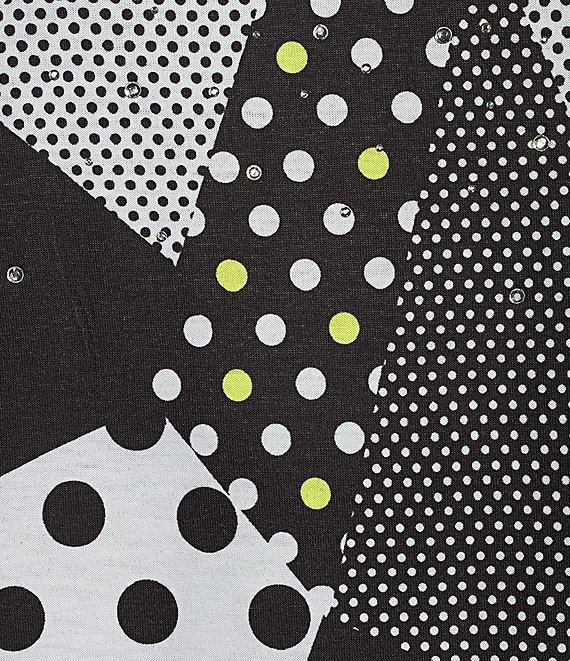 Allison Daley Dot Patches Print 3/4 Sleeve Keyhole Neck Knit Top Product Image