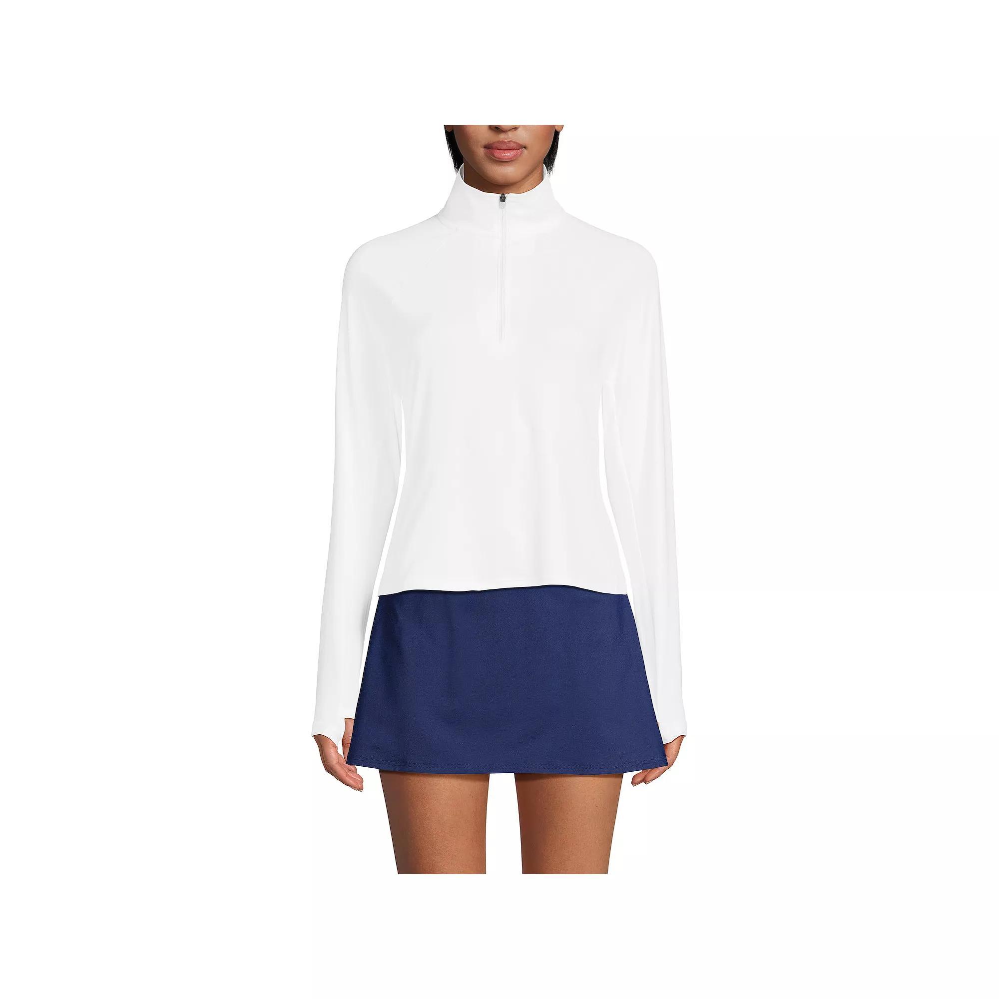 Women's Lands' End Long Torso Long Sleeve Quarter Zip UPF 50 Rash Guard,  Product Image