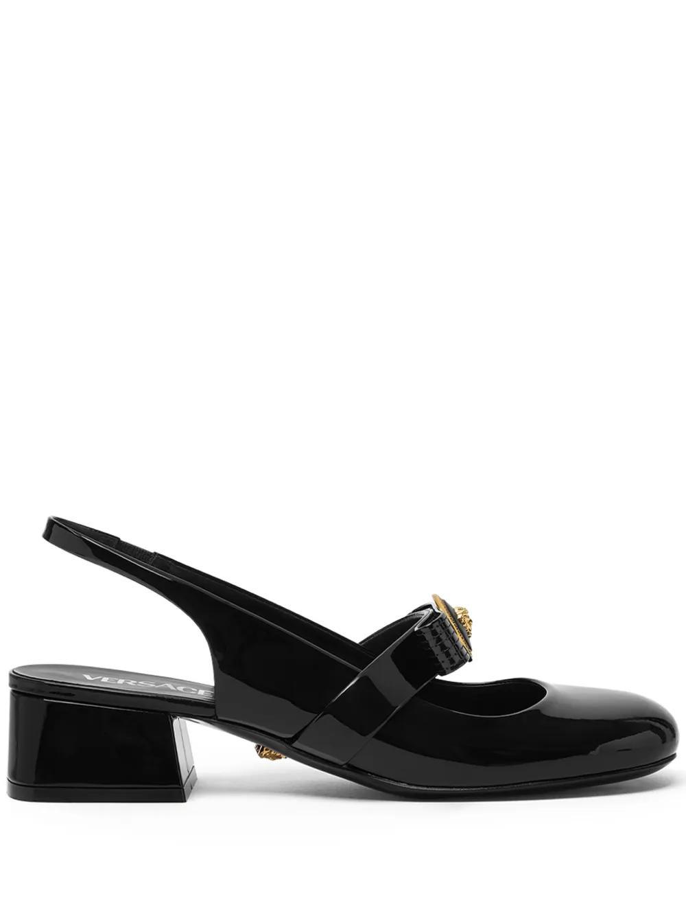 VERSACE Gianni Ribbon Slingback In Black Product Image