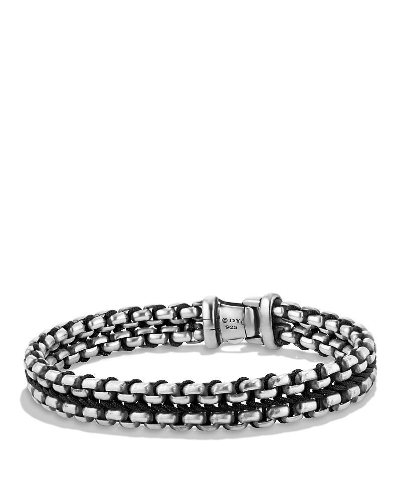 Mens Woven Box Chain Bracelet in Silver, 12mm Product Image