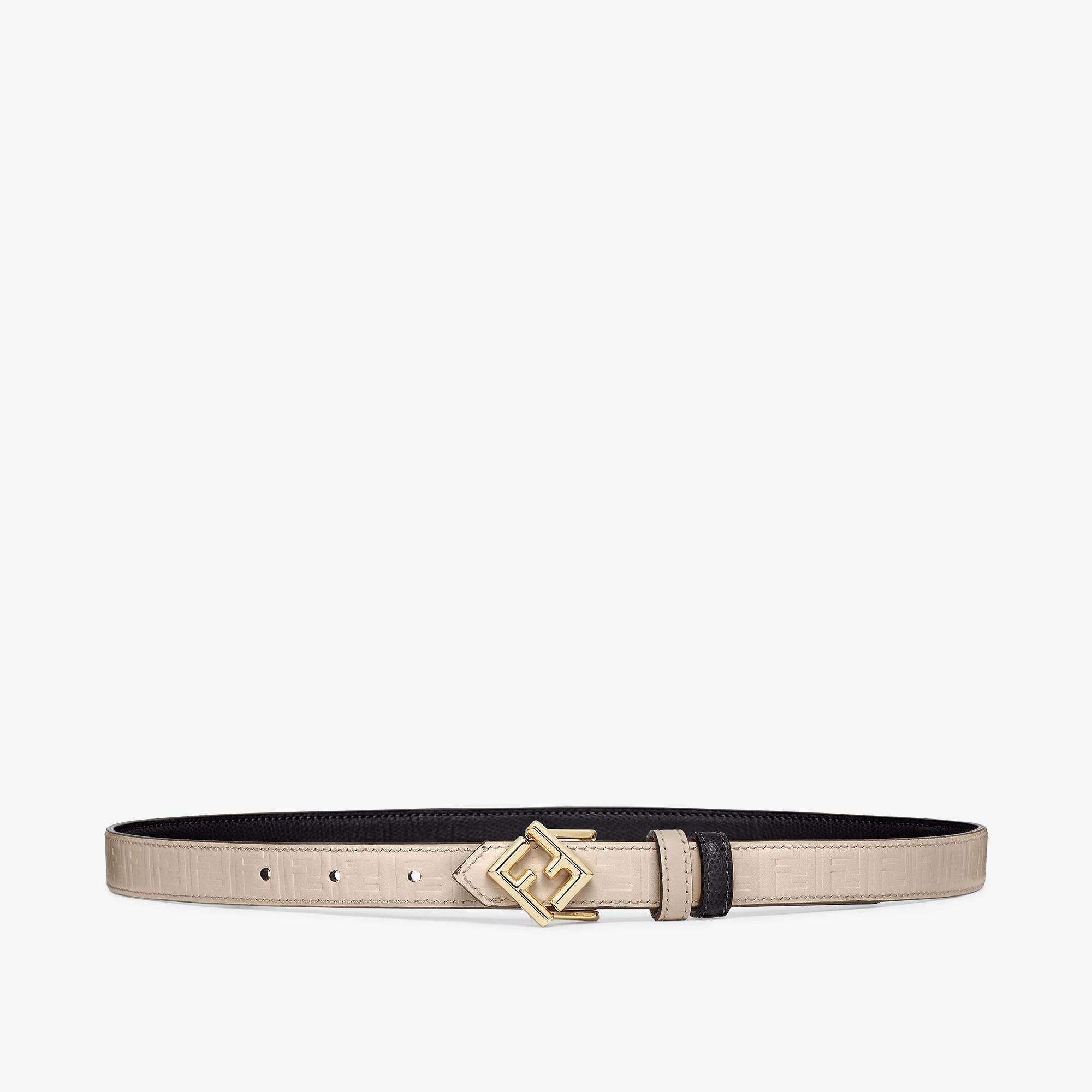 FF Diamonds BeltBlack and beige leather reversible belt Product Image