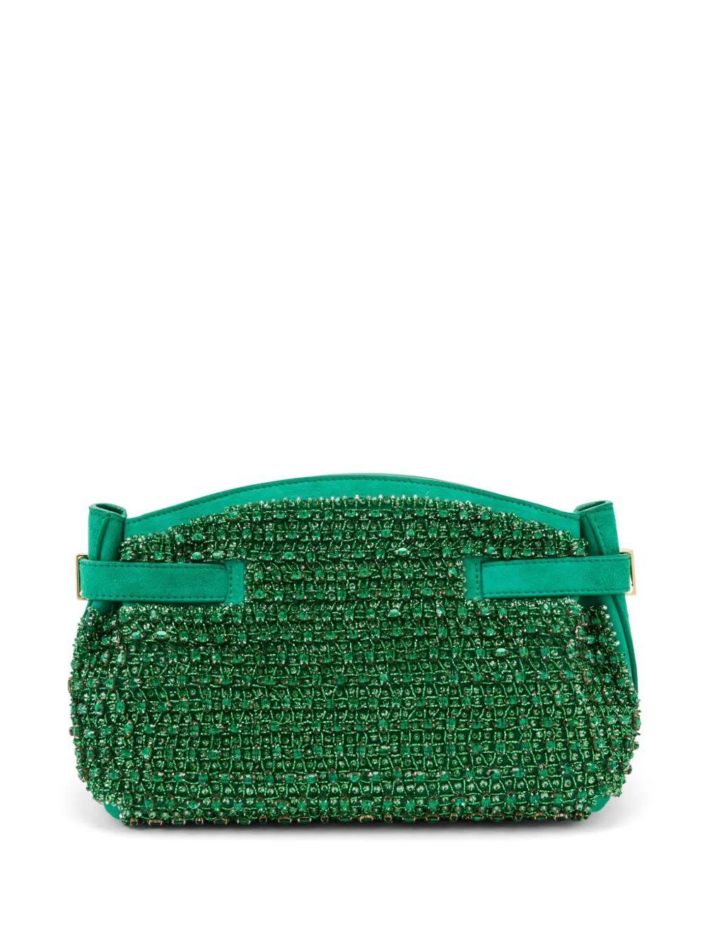 FERRAGAMO Small Hug Suede Clutch Bag In Grün Product Image