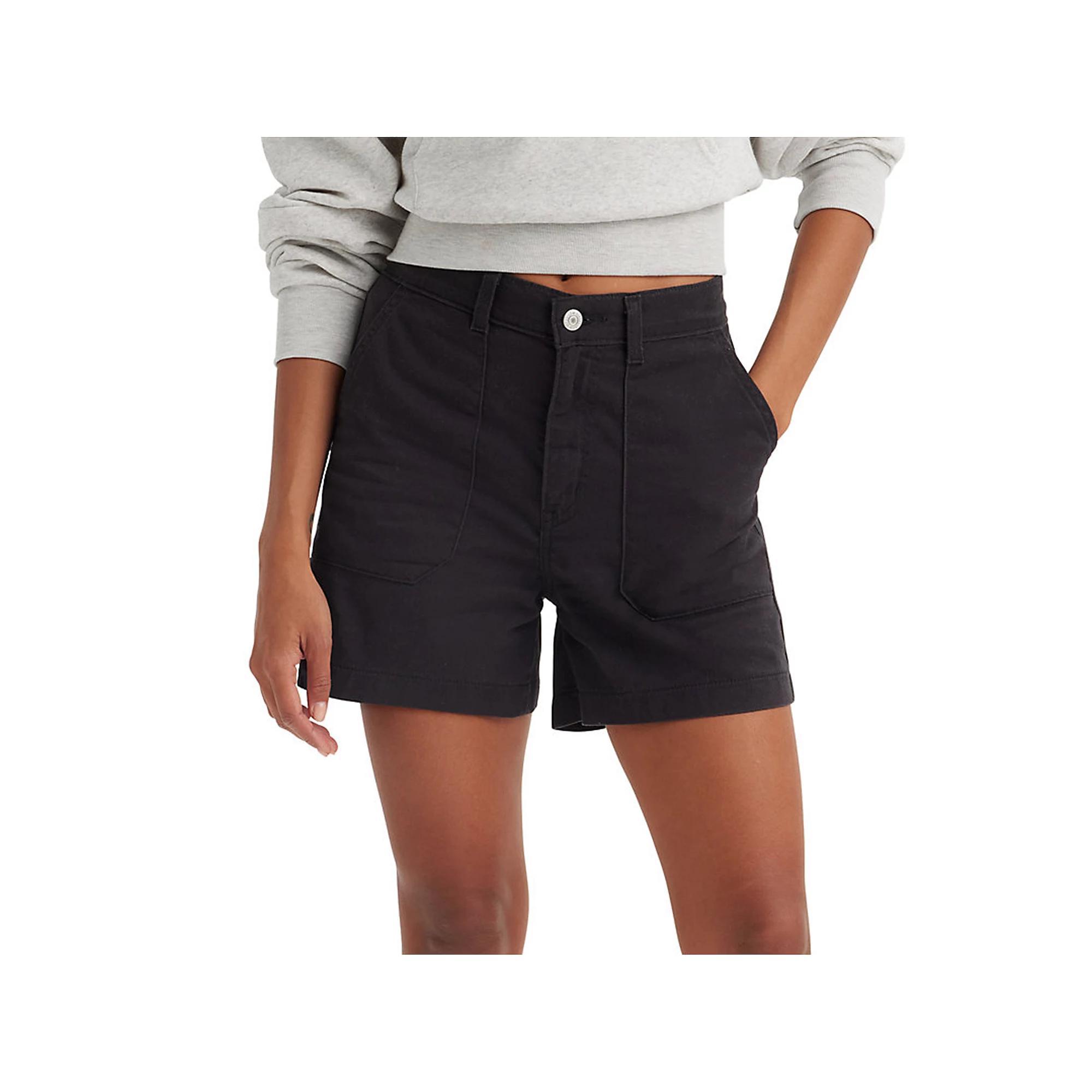 Womens Levis Slim Twill Midrise Utility Shorts Black Product Image