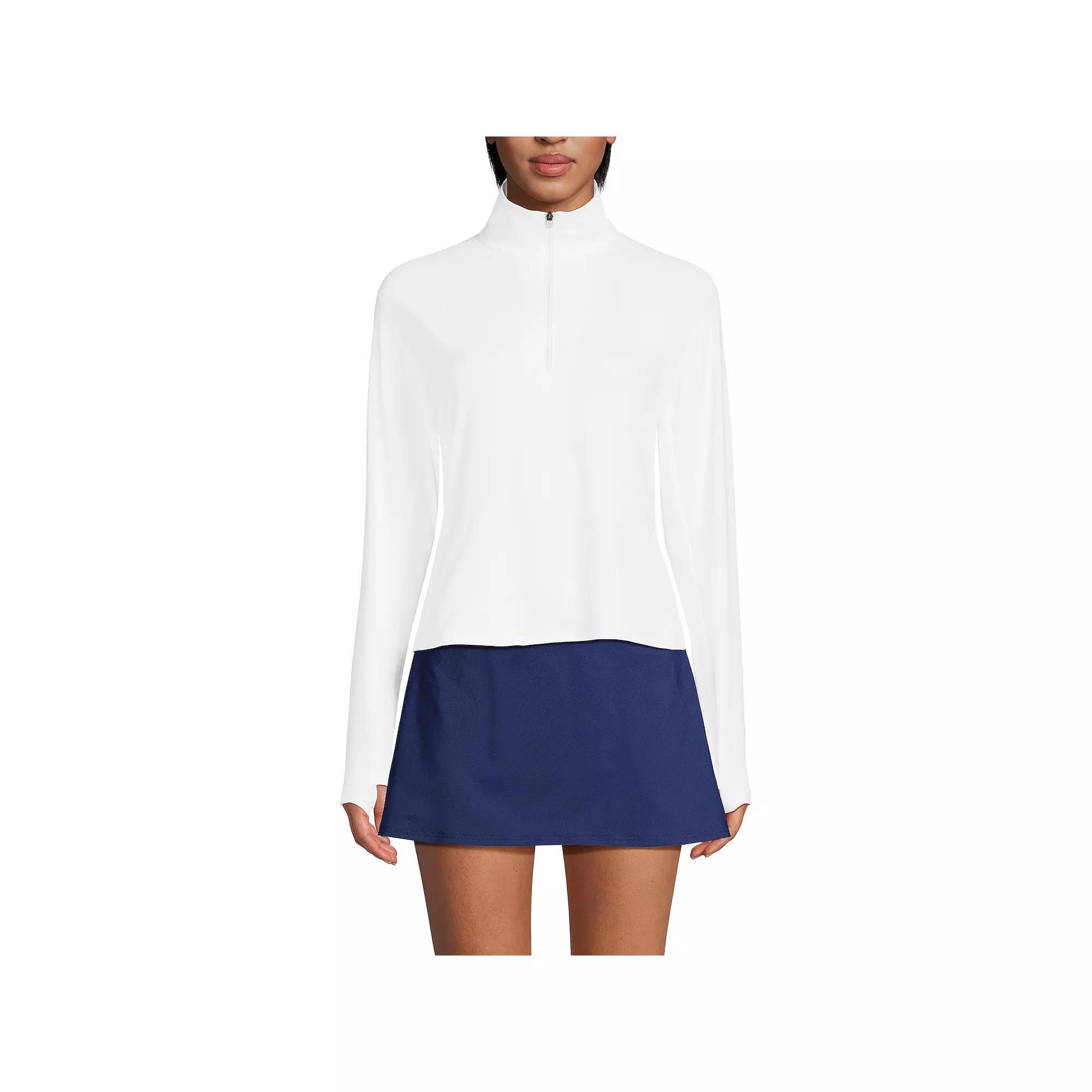 Women's Lands' End Long Torso Long Sleeve Quarter Zip UPF 50 Rash Guard,  Product Image