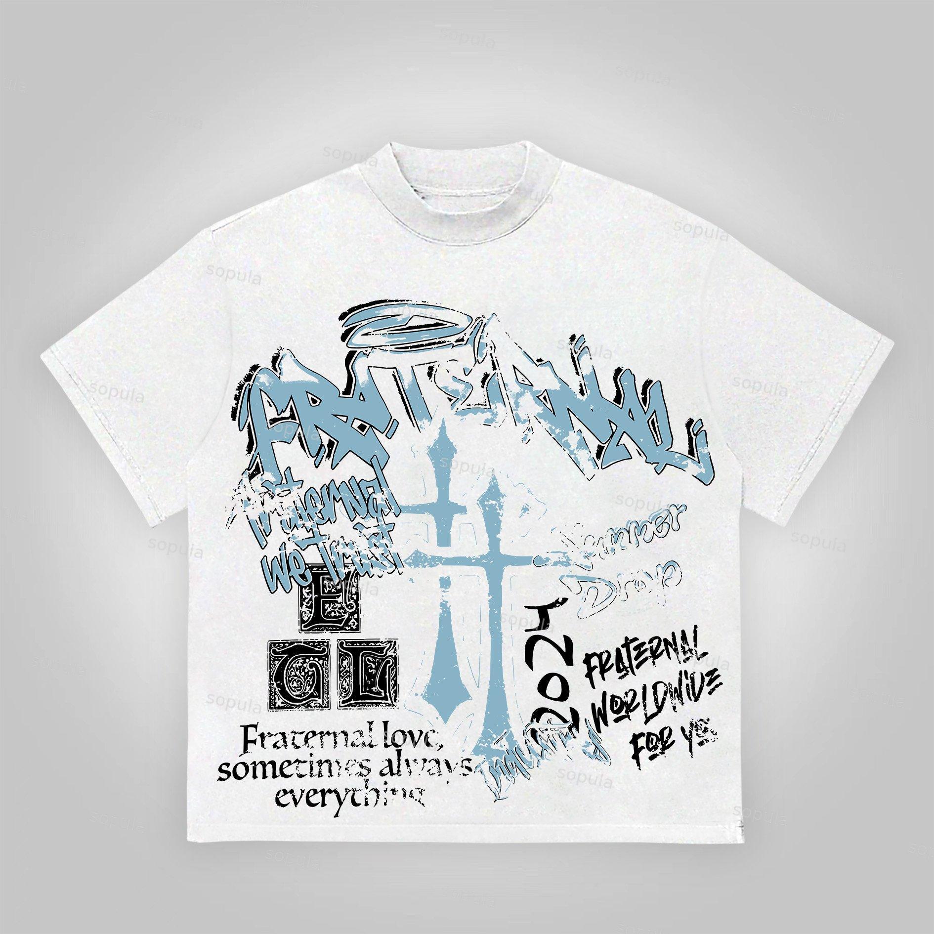 Vintage Fraternal Double Cross Graphic Cotton T-Shirt Product Image