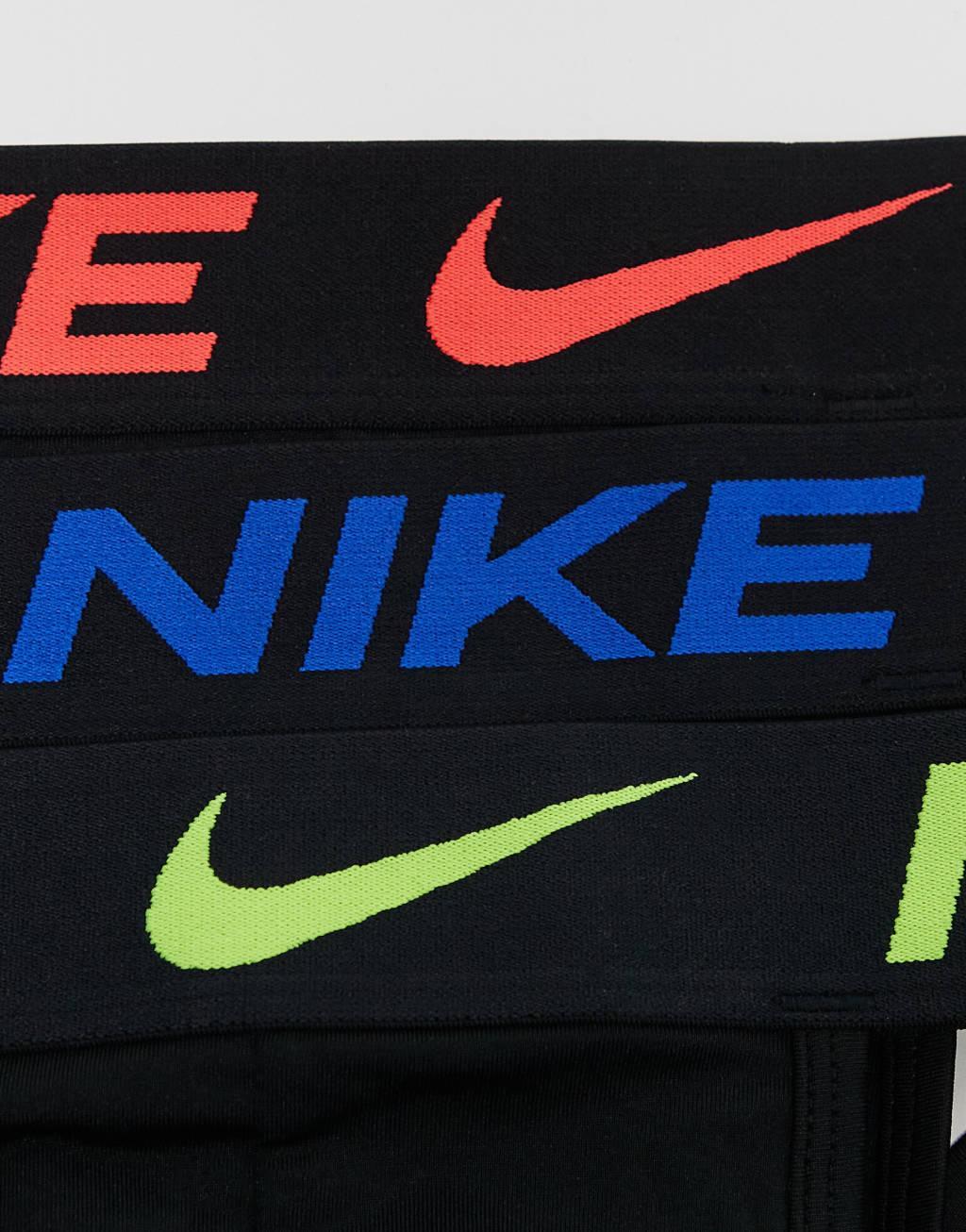 Nike Essential Micro 3 pack Jockstraps in black with colored waistband  Product Image