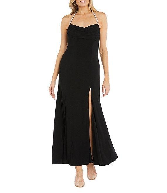 R & M Richards Sleeveless Sweetheart Cowl Neck Rhinestone Trim Dress Product Image