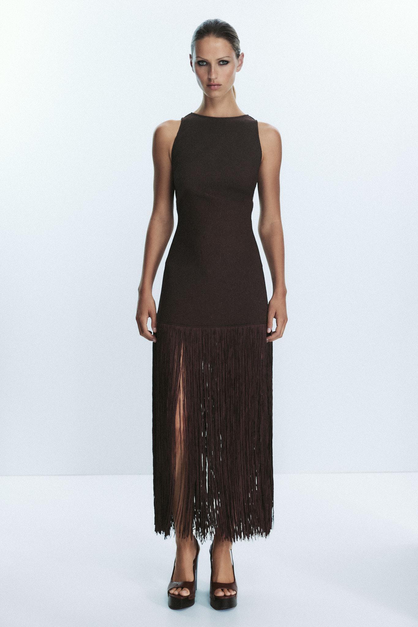FRINGED FITTED DRESS Product Image