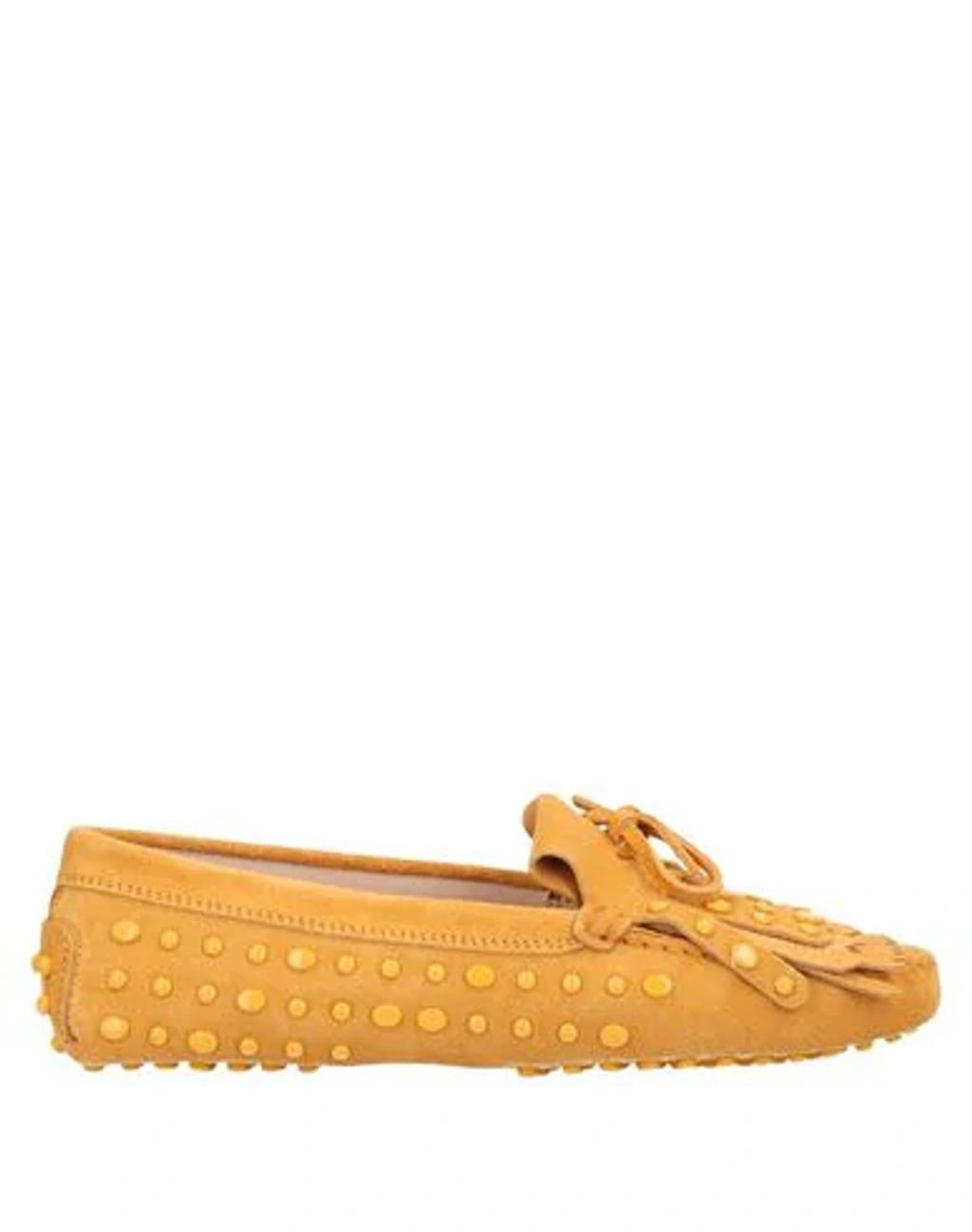 TOD'S Fringed Studded Suede Loafers In Yellow Product Image