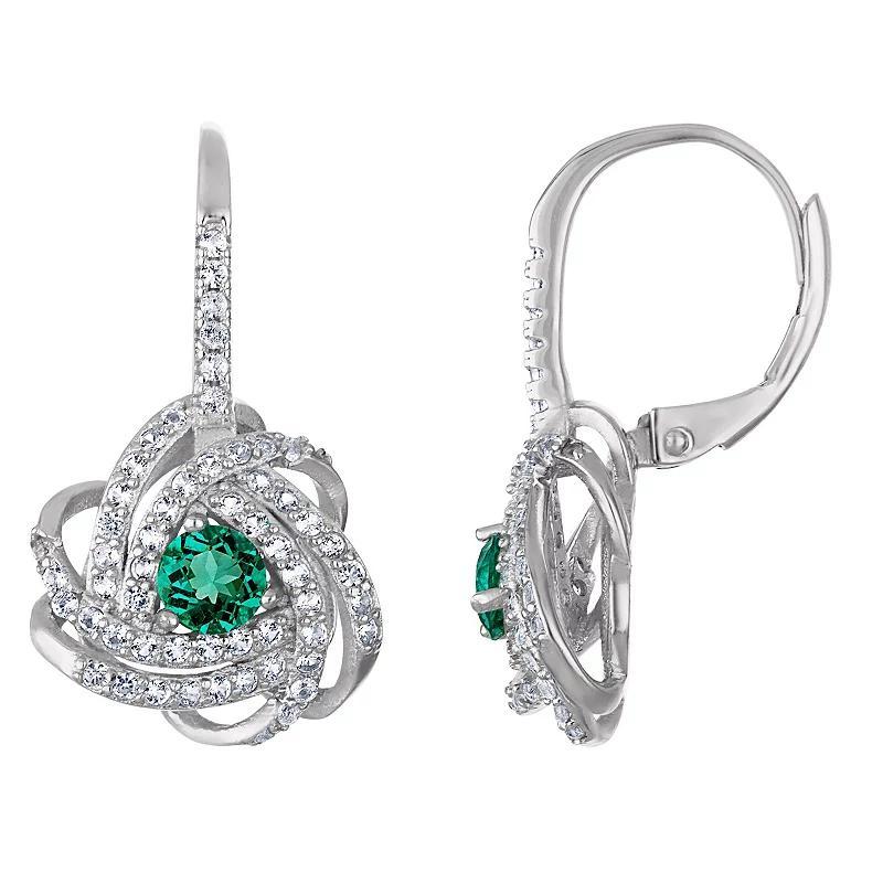 Designs by Gioelli Sterling Silver Gemstone Love Knot Leverback Earrings, Women's, Cr White Blue Product Image