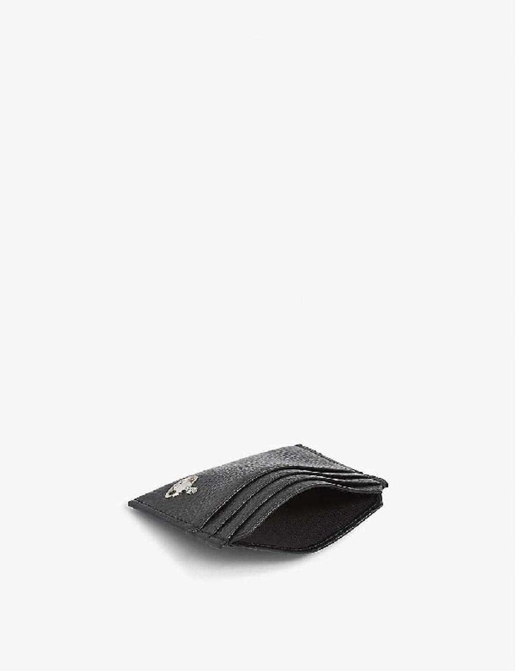 VIVIENNE WESTWOOD Black Milano Grained Leather Card Holder Product Image