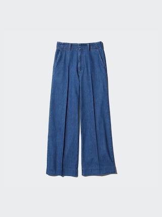 Womens Wide Trouser Jeans Blue Small UNIQLO US Product Image