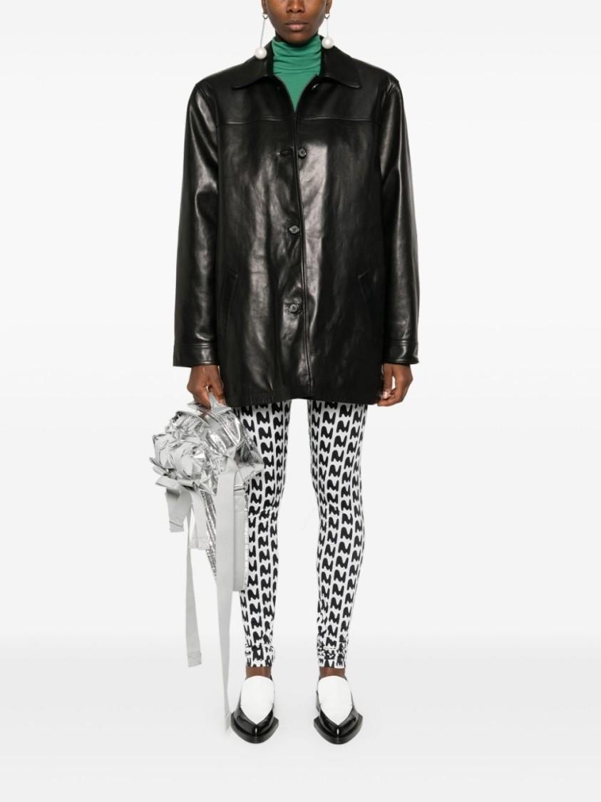 MSGM All-over Logo Print Leggings In Grey Product Image