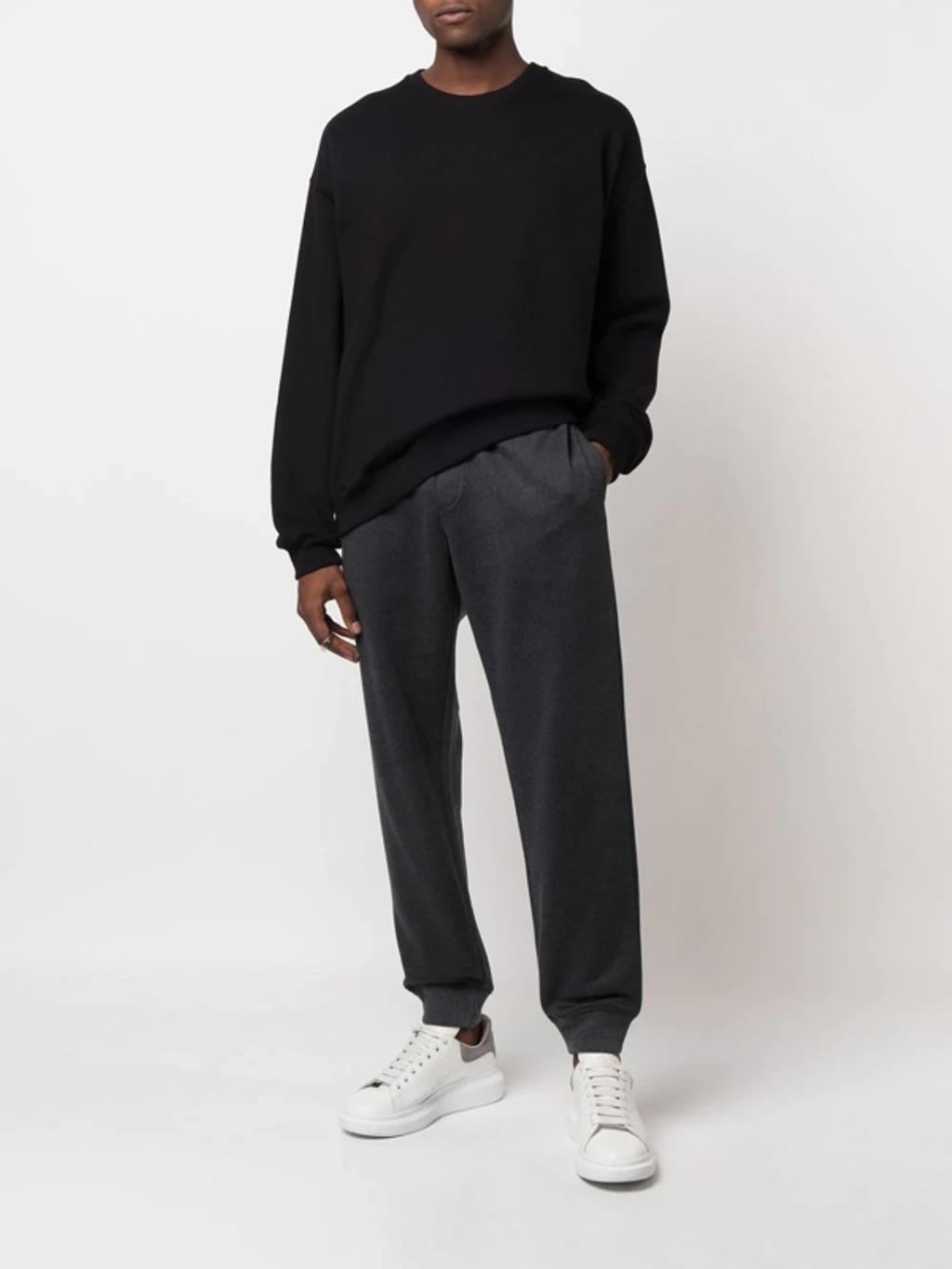 VERSACE Cotton-cashmere Blend Track Pants In Grey Product Image