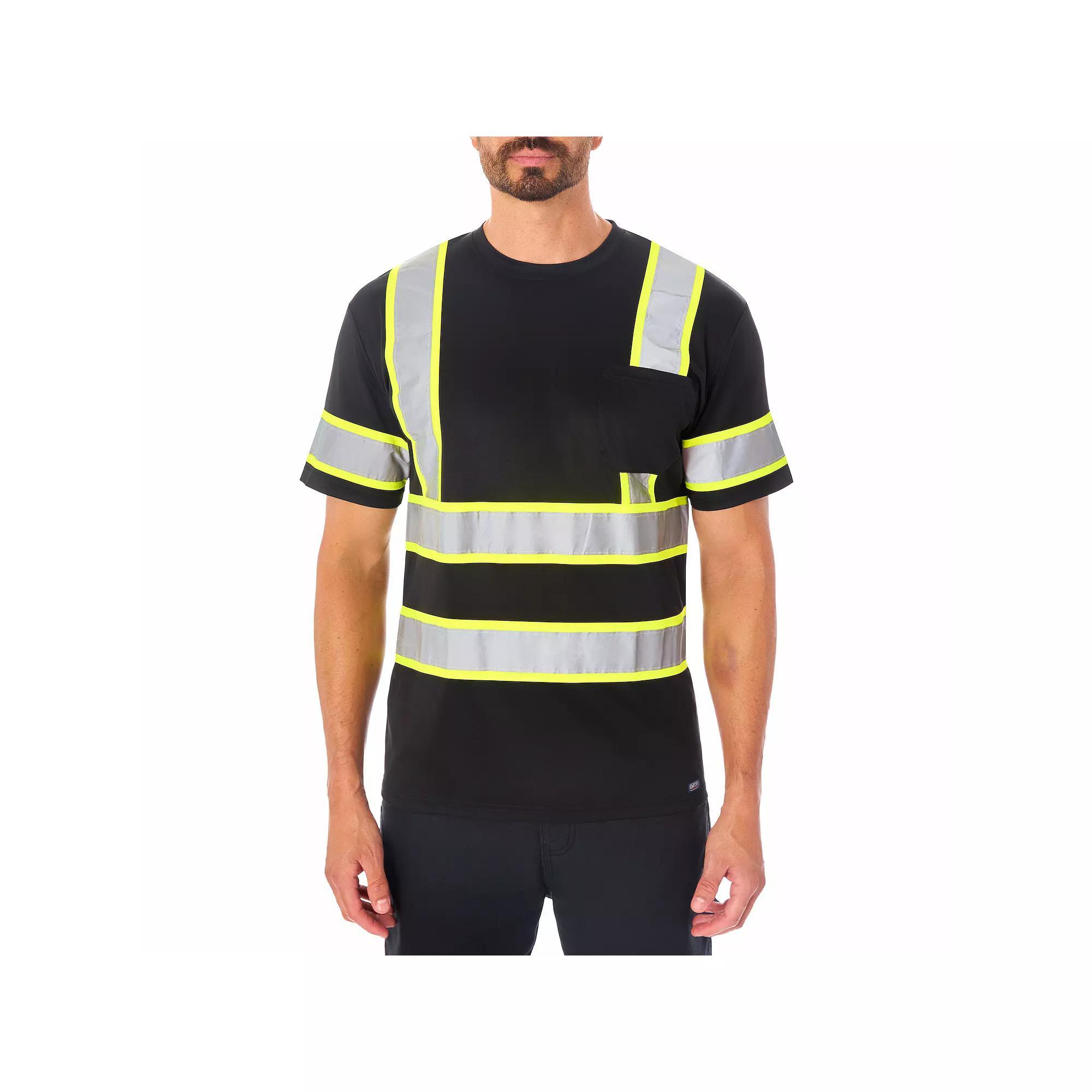 Men's Smith's Workwear Short Sleeve High-Visibility Reflective Safety Tee, Size: XXL, Black Product Image