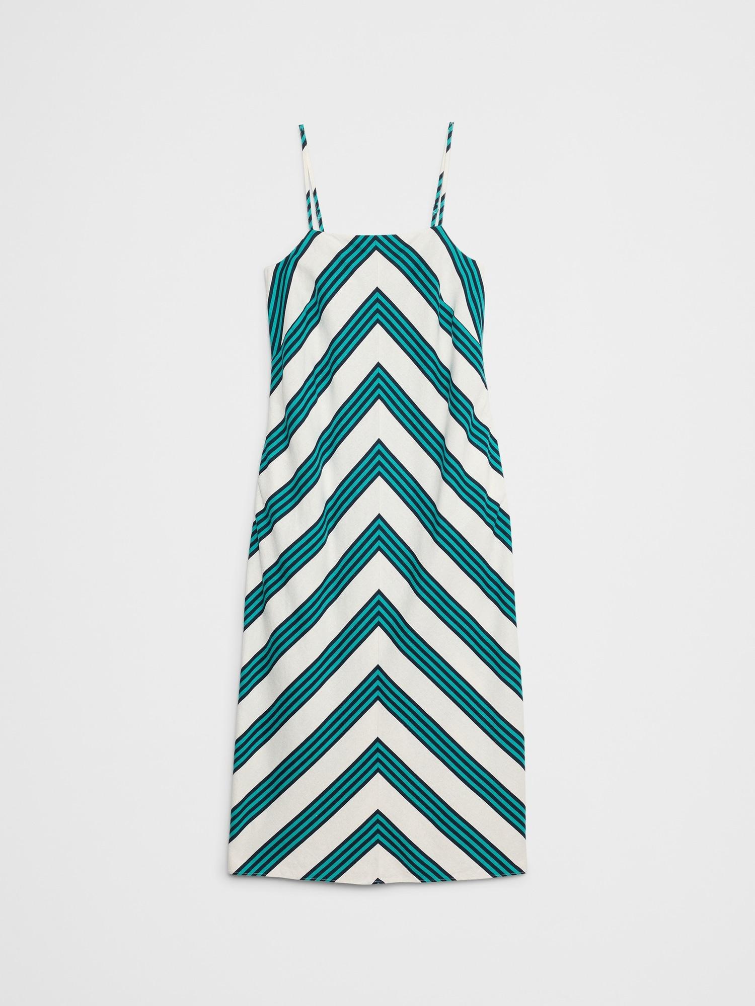 Linen-Blend Strappy Midi Dress Product Image