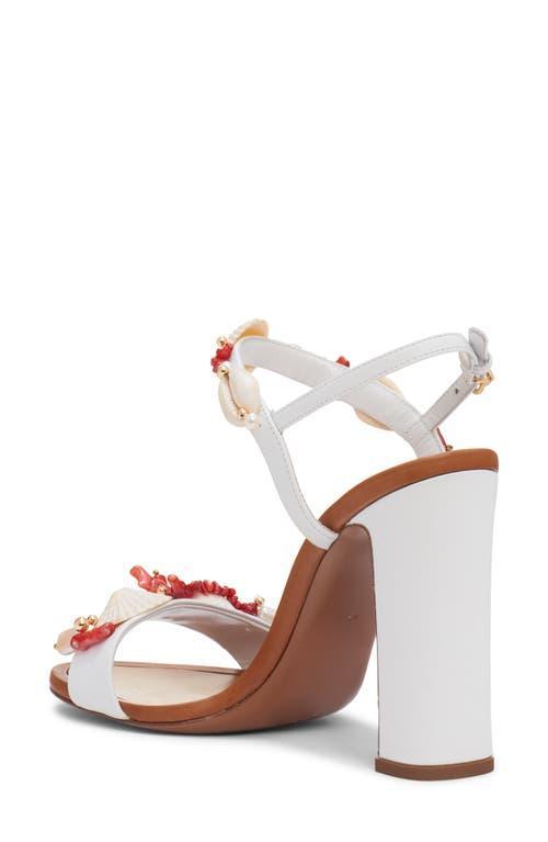 DOLCE & GABBANA Keira Coral Beaded Ankle-strap Sandals In White Product Image