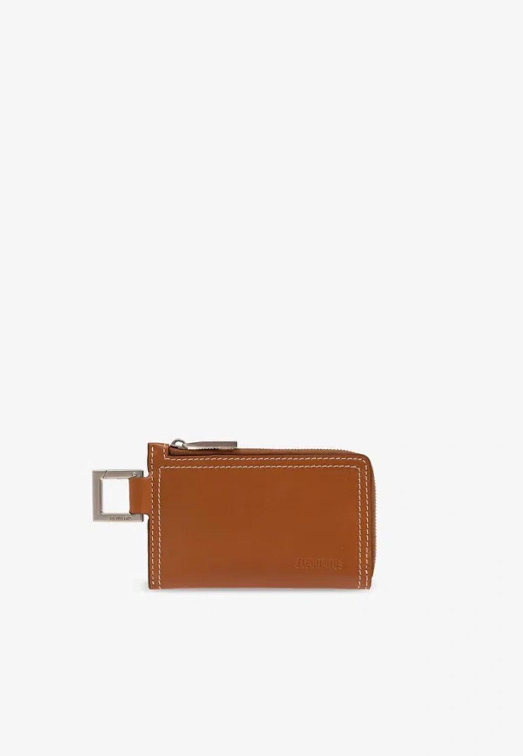 JACQUEMUS The Cuerda Zipped Leather Cardholder In Brown Product Image