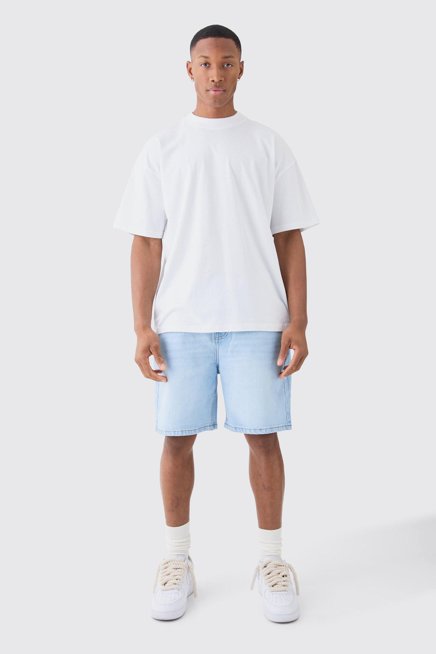 Relaxed Rigid Jean Shorts | boohooMAN USA Product Image