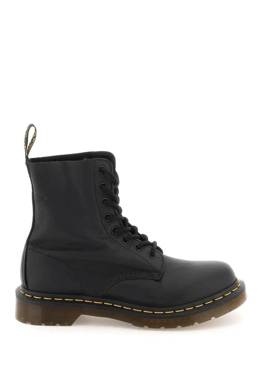 DR. MARTENS' 1460 Bex Combat Boots In Black Leather In Black Virginia Product Image