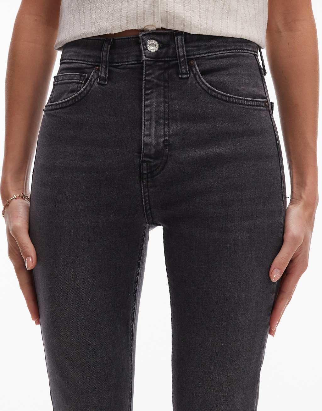 Topshop high rise Jamie jeans in washed black  Product Image