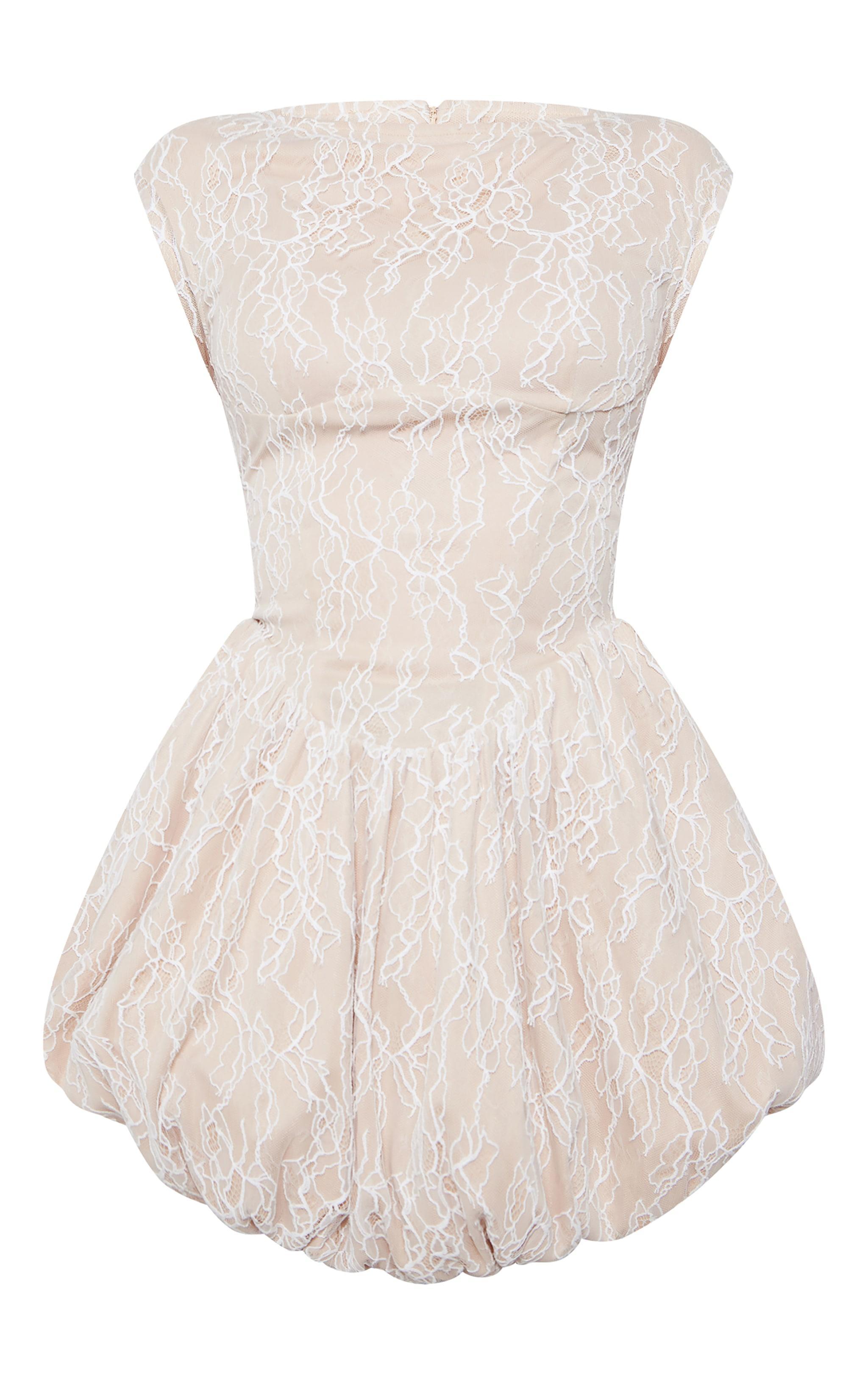 Nude Lace Puffball Dress Product Image