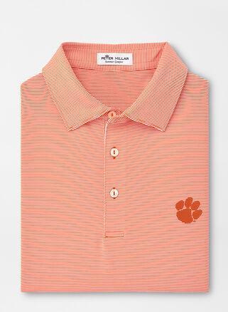 Peter Millar Mens Clemson Jubilee Stripe Performance Polo | Color: Orange | Size: 3XL Product Image