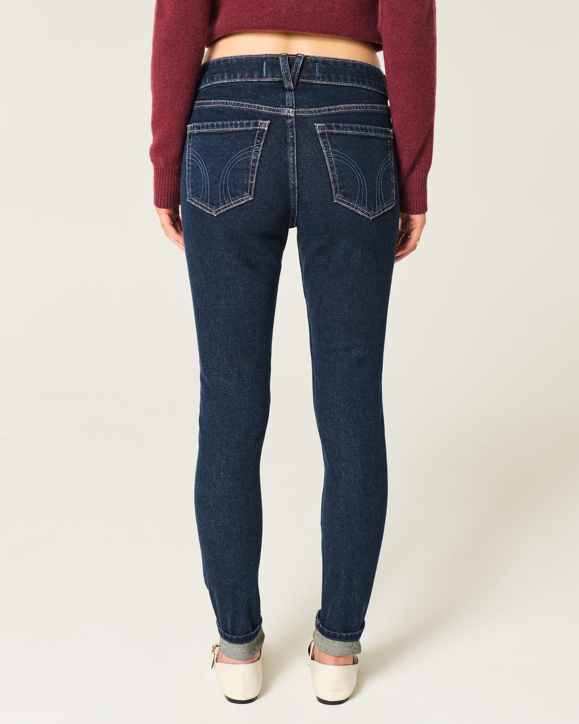 Mid-Rise Dark Wash Skinny Jeans Product Image