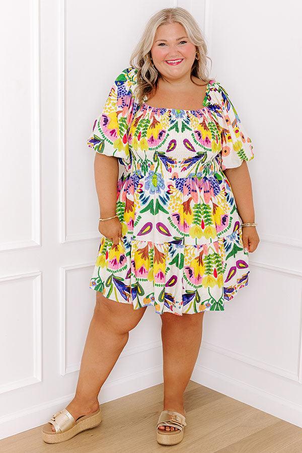 Party On Town Square Floral Smocked Mini Dress Curves Product Image