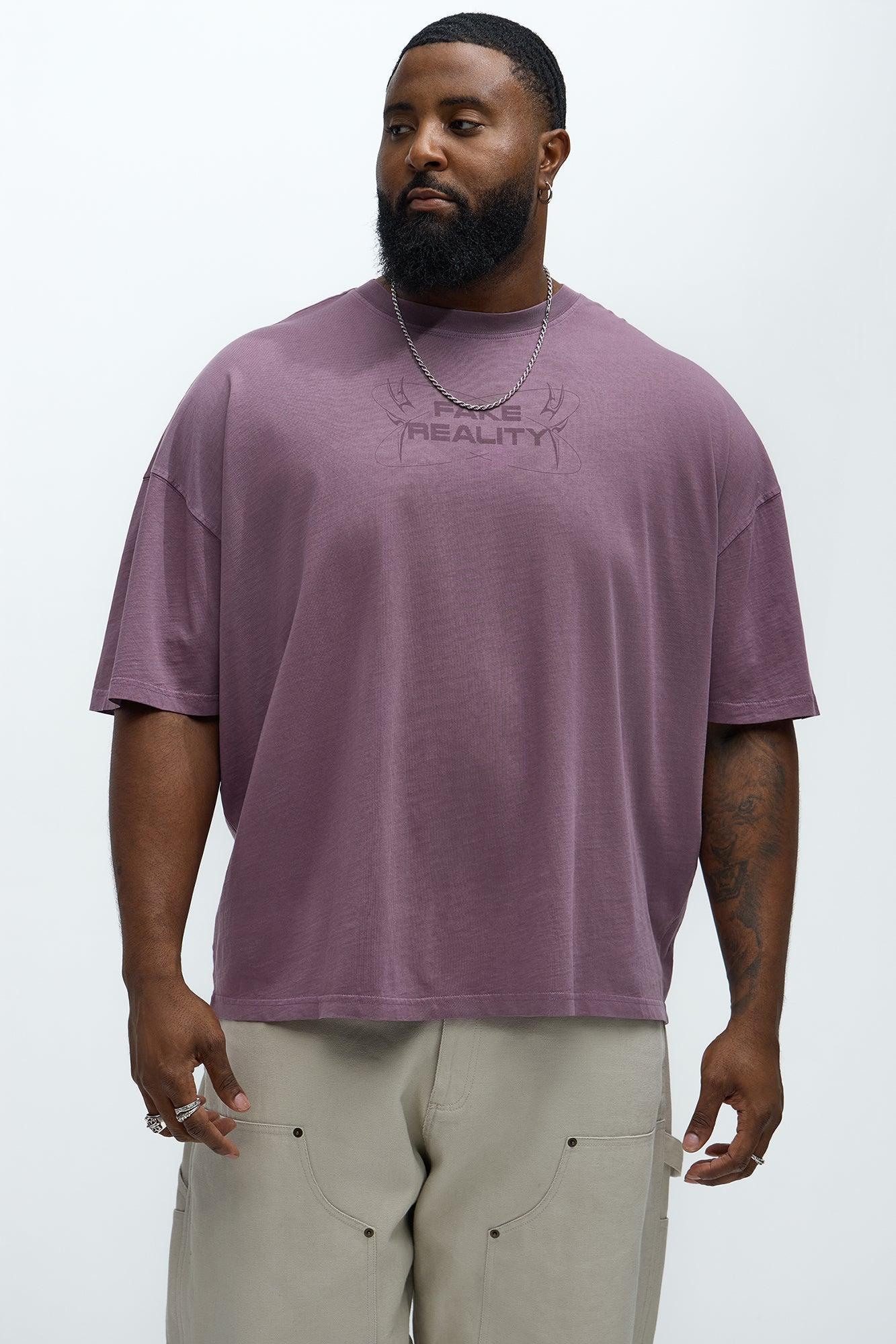 Fake Reality Oversized Short Sleeve Tee - Purple Product Image