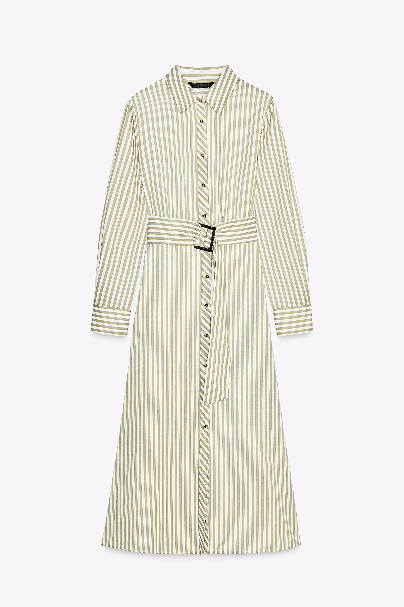 BELTED STRIPED MIDI DRESS Product Image