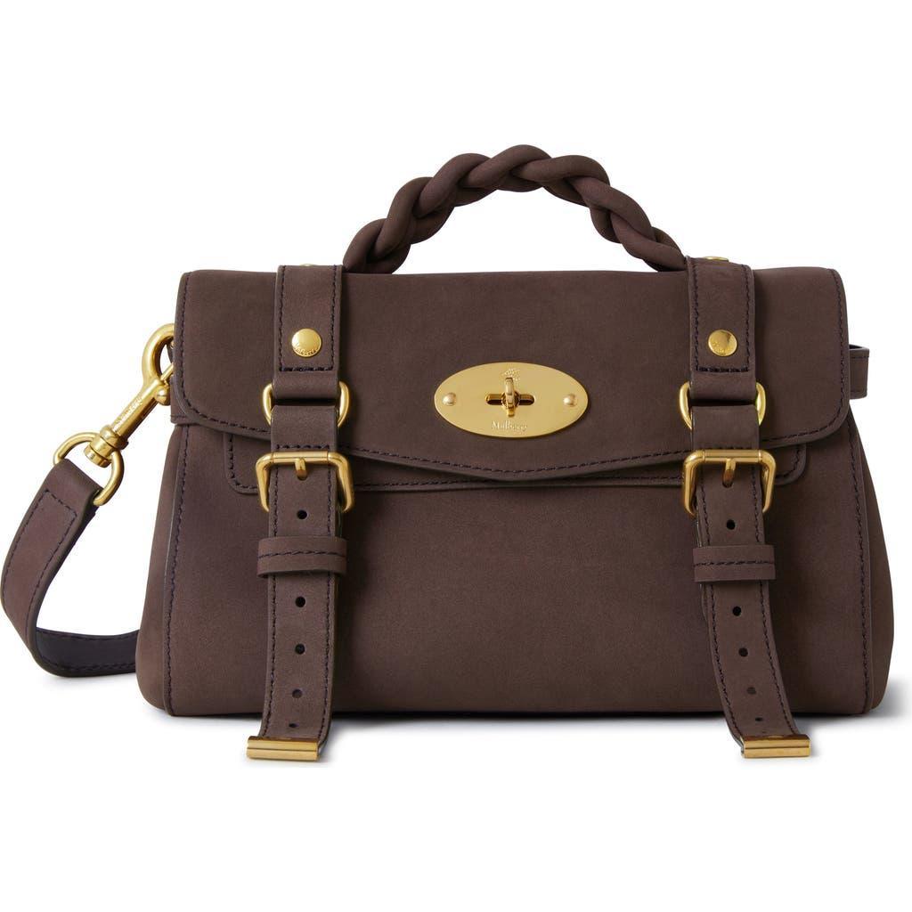 MULBERRY Mini Alexa Nubuck Leather Satchel In Brown Product Image