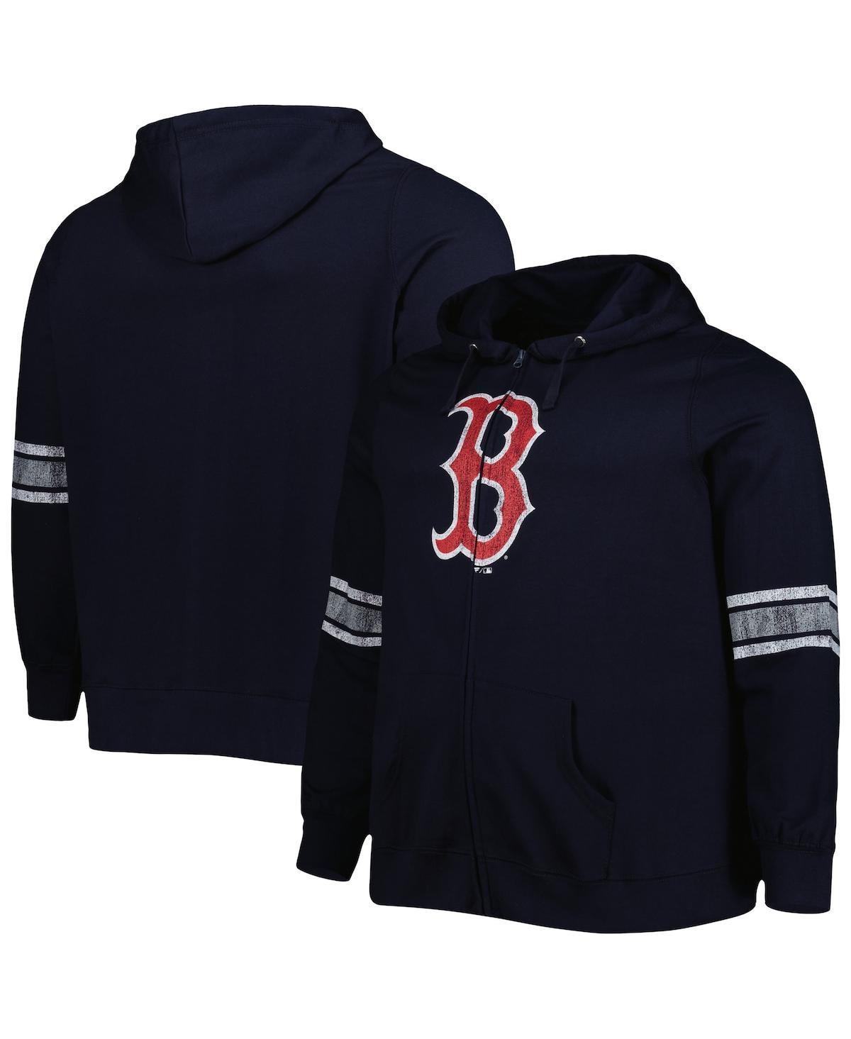 Women's Navy/Heather Gray Boston Red Sox Plus Size Front Logo Full-Zip Hoodie, Size: 1XL, Blue Product Image