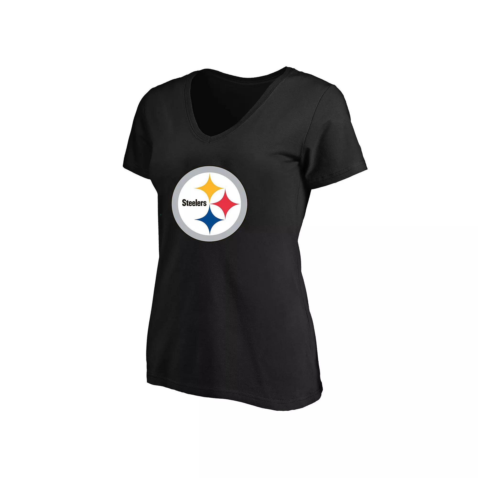 Women's Fanatics Black Pittsburgh Steelers Plus Size V-Neck T-Shirt, Size: 2XL Product Image