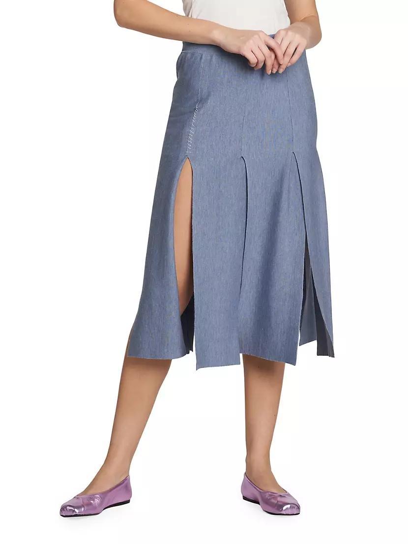 Fringe Wool & Silk Midi-Skirt Product Image