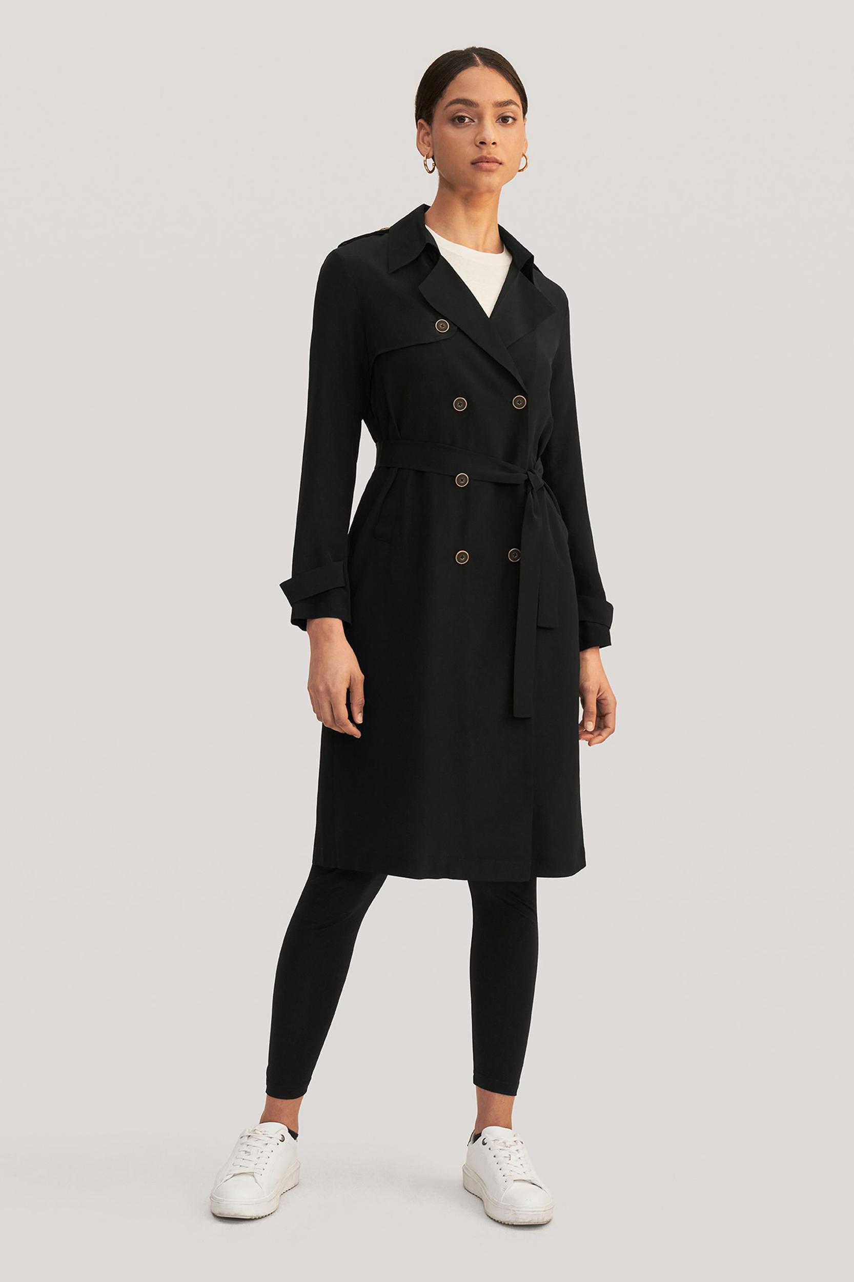 Classic Double-Breasted Silk Trench Coat Product Image