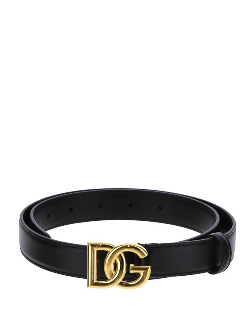 DOLCE & GABBANA Signature Logo Buckle Belt In Black Product Image