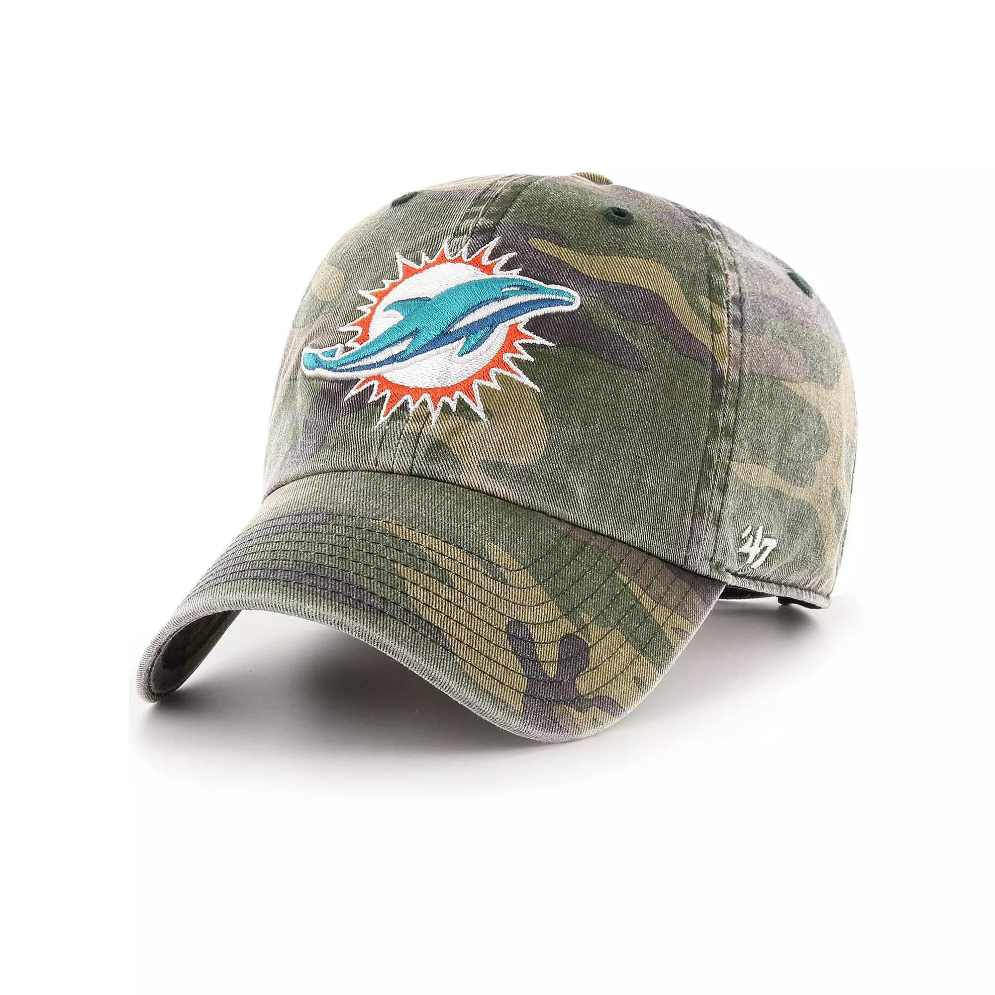 Mens 47 Camo Miami Dolphins Woodland Clean Up Adjustable Hat Product Image