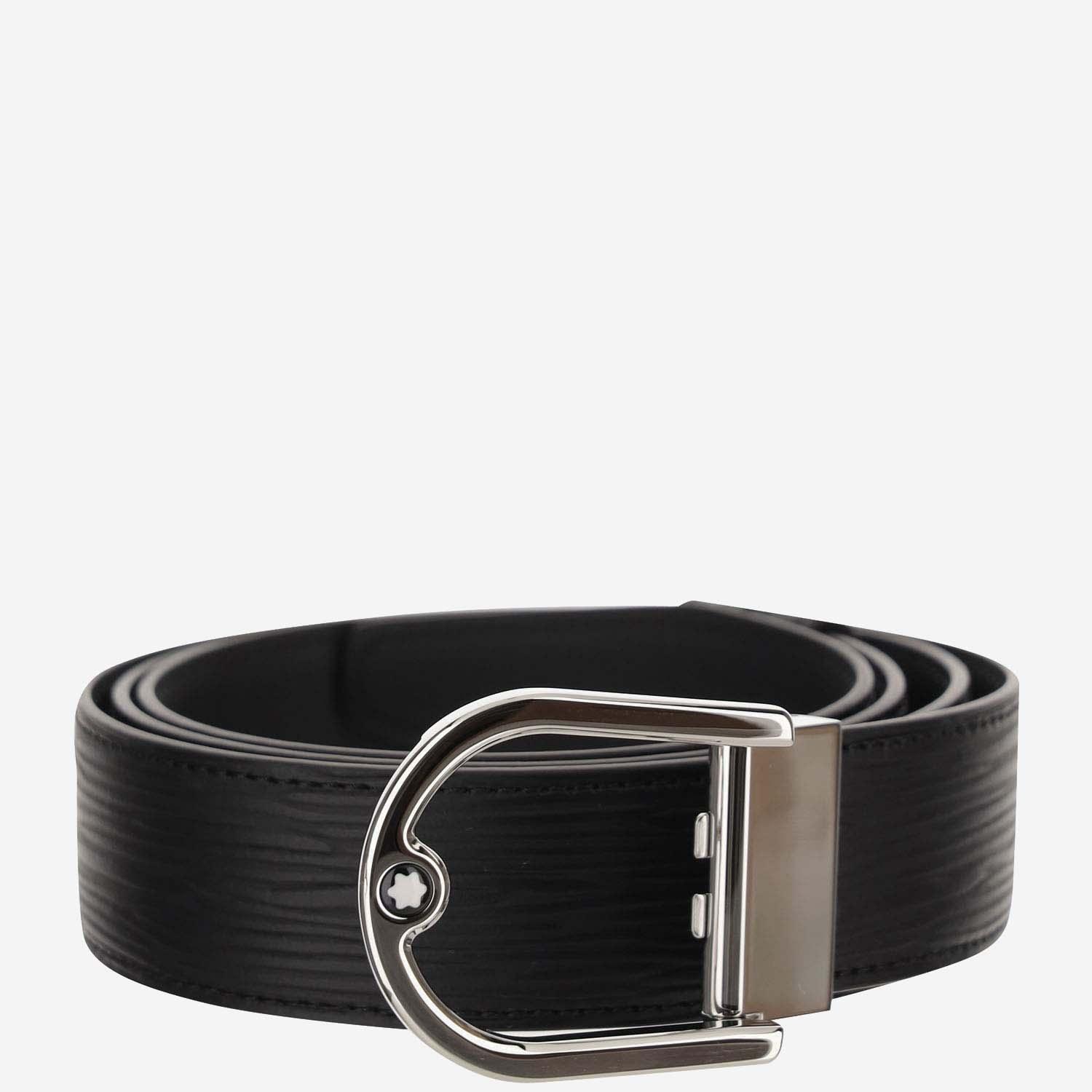 MONTBLANC 35 Mm Belt With Reversible Horseshoe Buckle In Black Product Image