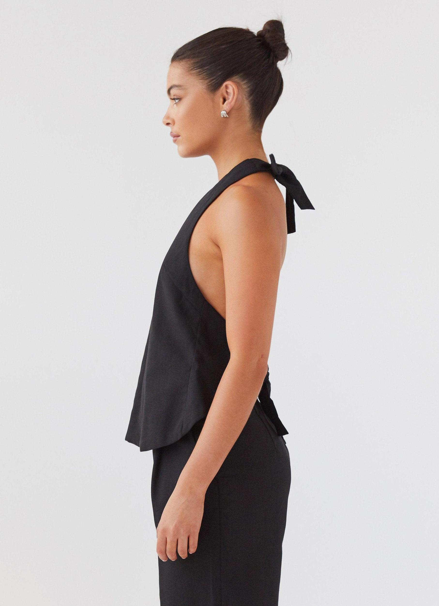 Heatwave Linen Apron Top - Black Product Image