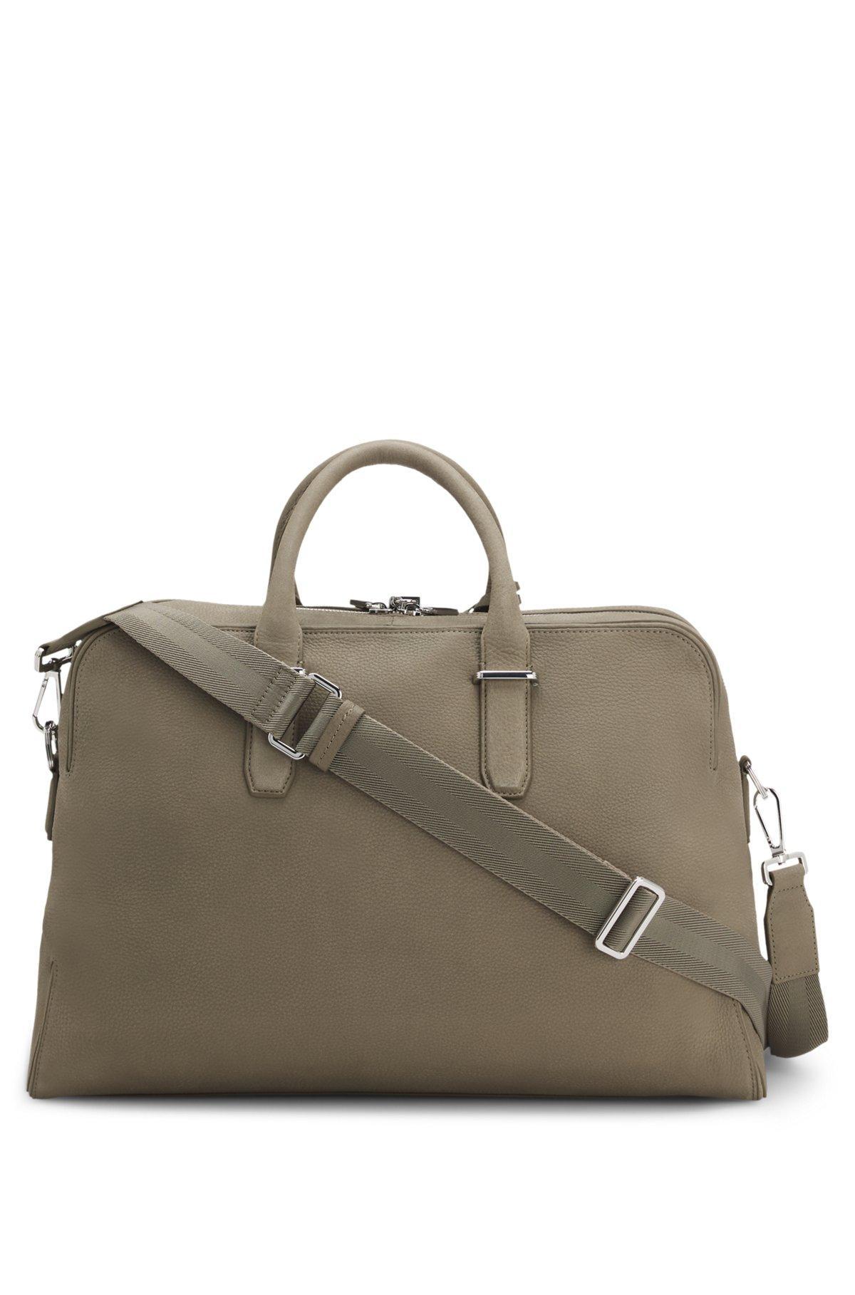 Grained-leather holdall with embossed logo Product Image