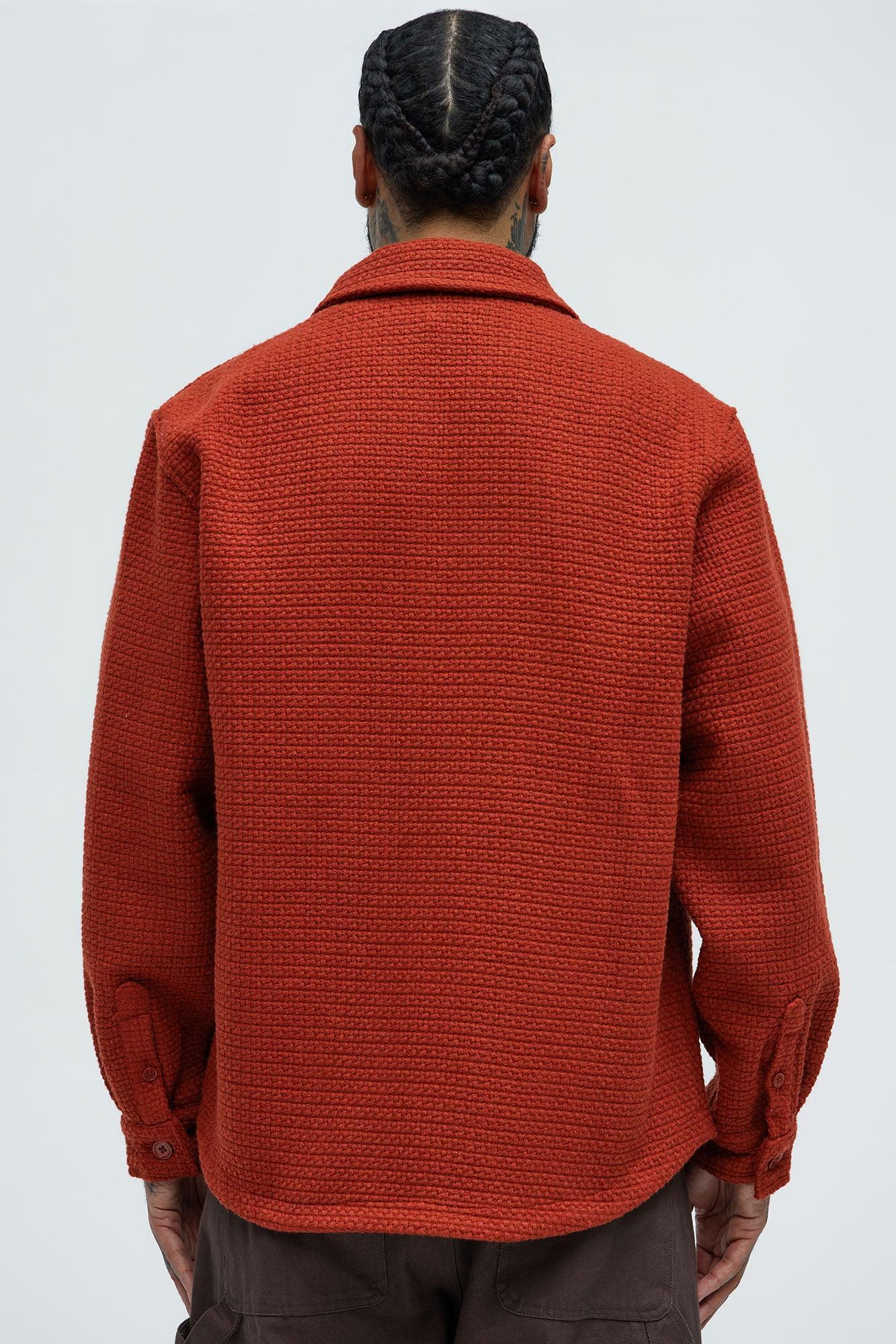 Linden Textured Button Up Shirt - Rust Product Image