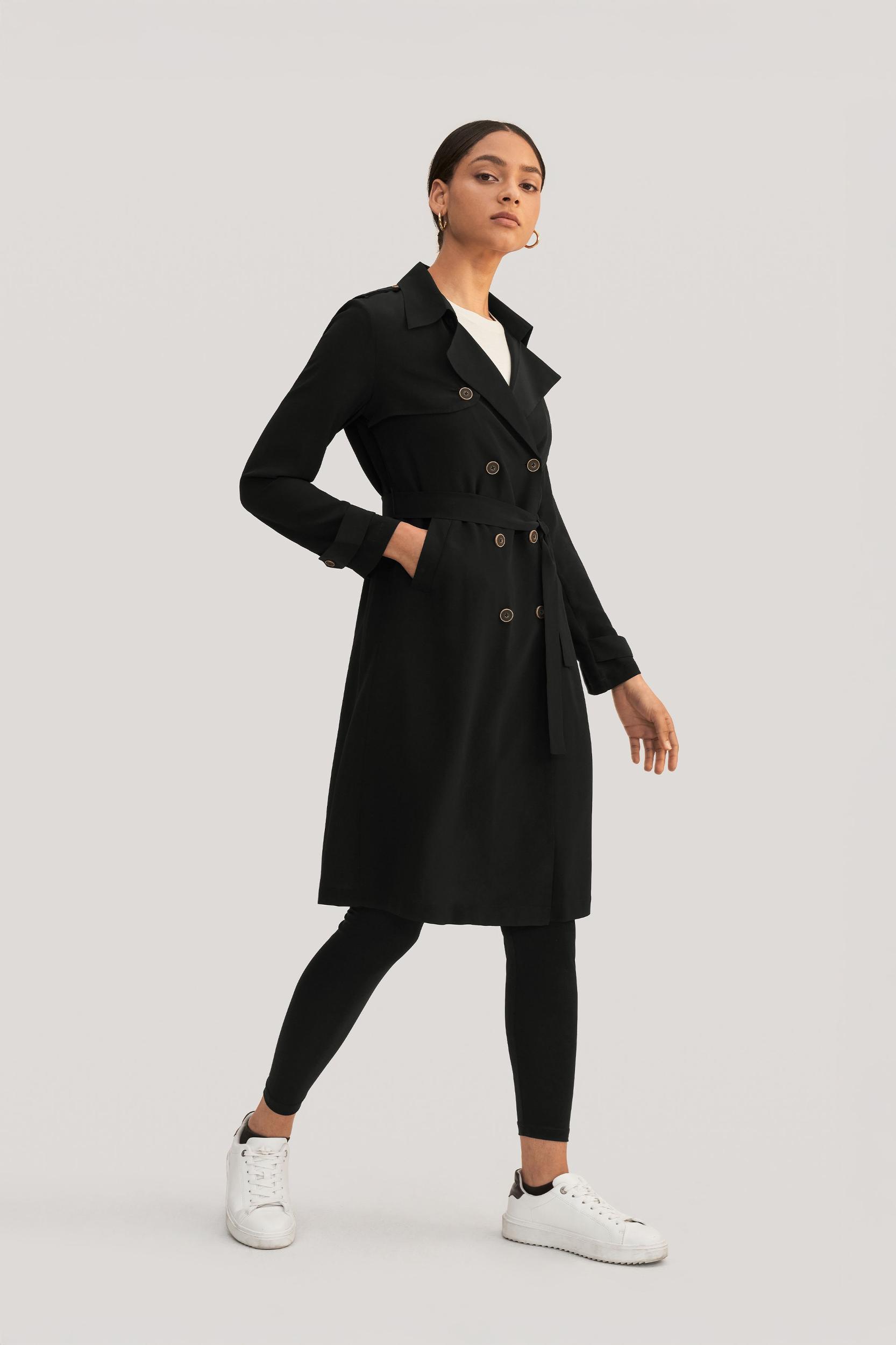 Classic Double-Breasted Silk Trench Coat Product Image