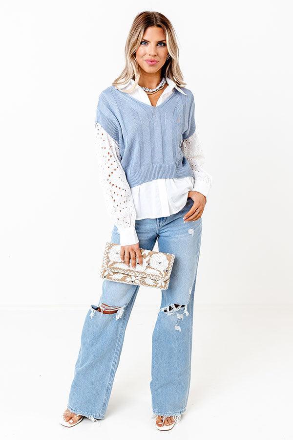 Moonlit Bay Knit Top In Airy Blue Product Image